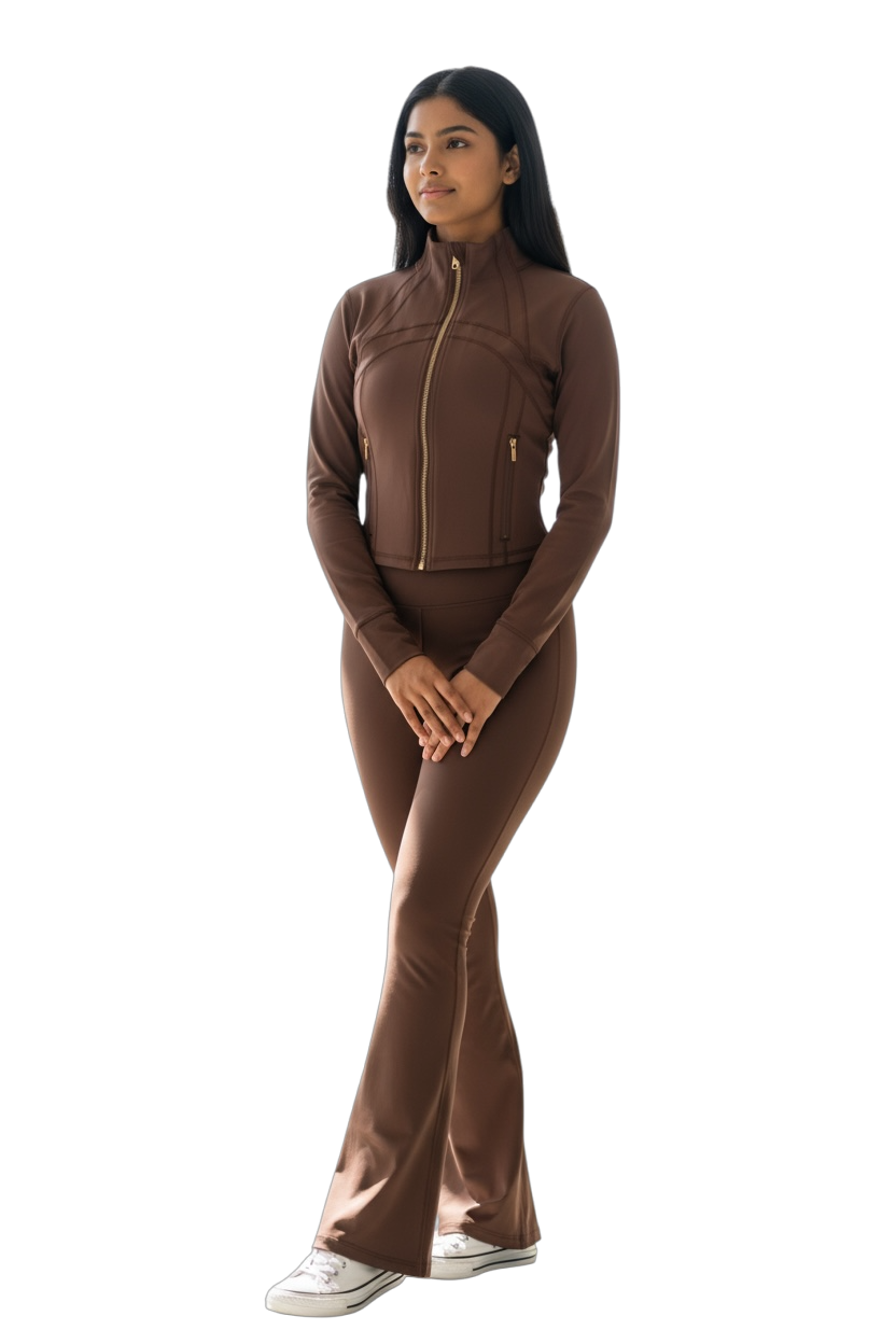 Brown & Gold Full Zip Jacket With Track Pants (Set)