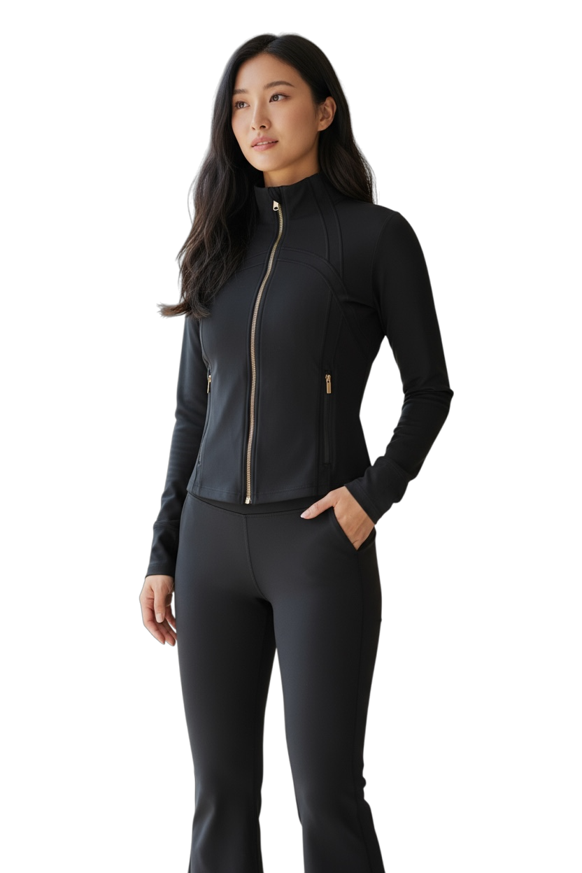 Black & Gold Full Zip Jacket With Track Pants (Set)